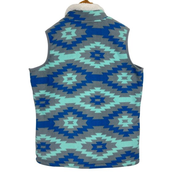 Smiths American Aztec Pattern Fleece Vest Sz Medium Full Zip Faux Sherpa Lining - Picture 9 of 10